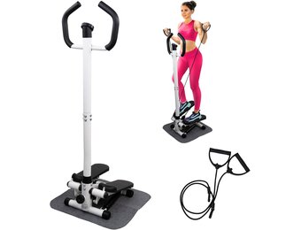 Mobiclinic®, Stepper met Stuur, in Hoogte Verstelbaar, LCD-Monitor, Instelbare Intensiteit, Antislippedalen, Stap-voor-Stapmachine, Compact, Thuisoefening, Step-Pro