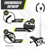 Mobiclinic®, Stepper met Stuur, in Hoogte Verstelbaar, LCD-Monitor, Instelbare Intensiteit, Antislippedalen, Stap-voor-Stapmachine, Compact, Thuisoefening, Step-Pro