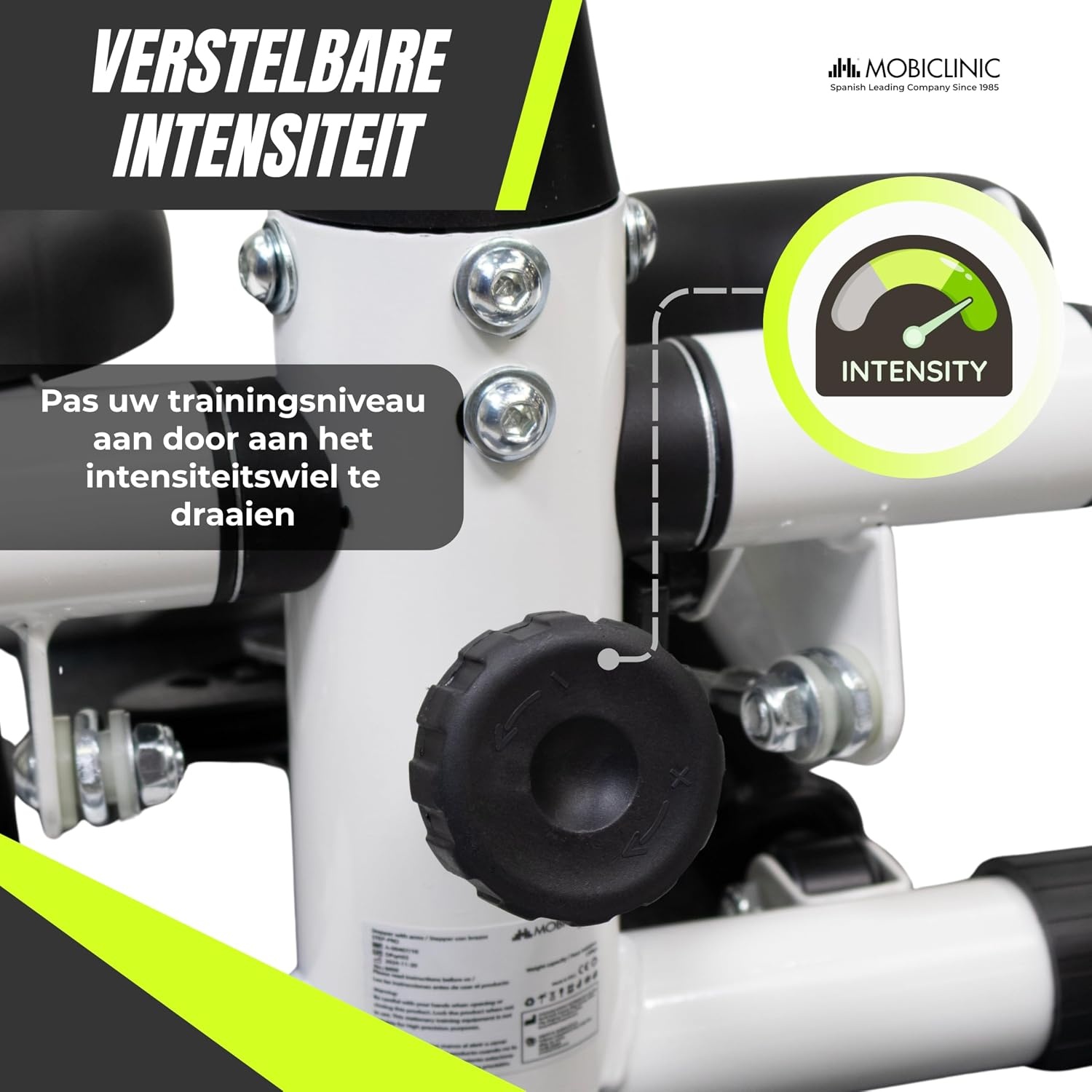 Mobiclinic®, Stepper met Stuur, in Hoogte Verstelbaar, LCD-Monitor, Instelbare Intensiteit, Antislippedalen, Stap-voor-Stapmachine, Compact, Thuisoefening, Step-Pro