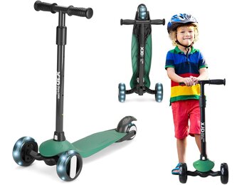 XJD Kinderstep, Kinderscooter voor 2-8 jaar, 3 led-wielen, kickboard, vergrendelbare richting, Kindersteppen, verstelbare stuurhoogte, licht, belastbaarheid tot 50 kg (groen)