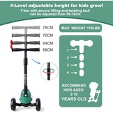 XJD Kinderstep, Kinderscooter voor 2-8 jaar, 3 led-wielen, kickboard, vergrendelbare richting, Kindersteppen, verstelbare stuurhoogte, licht, belastbaarheid tot 50 kg (groen)