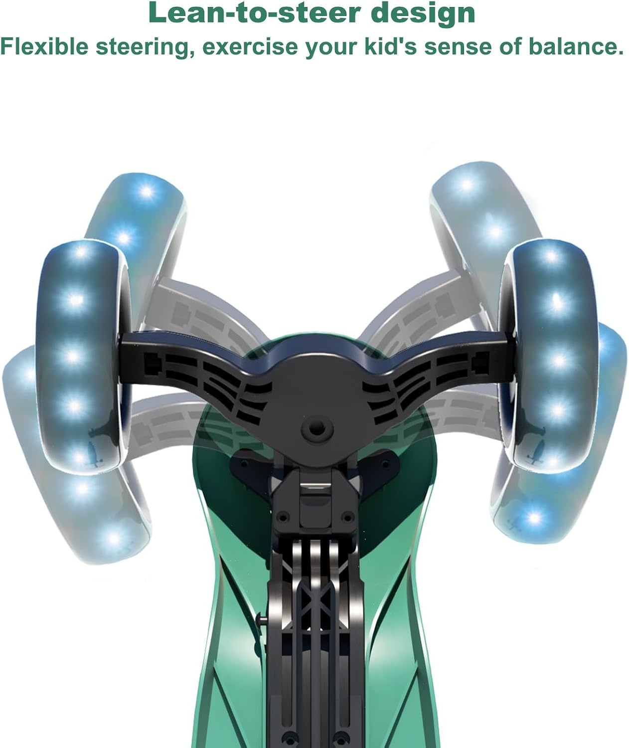 XJD Kinderstep, Kinderscooter voor 2-8 jaar, 3 led-wielen, kickboard, vergrendelbare richting, Kindersteppen, verstelbare stuurhoogte, licht, belastbaarheid tot 50 kg (groen)