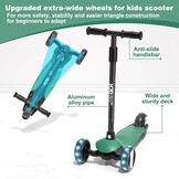 XJD Kinderstep, Kinderscooter voor 2-8 jaar, 3 led-wielen, kickboard, vergrendelbare richting, Kindersteppen, verstelbare stuurhoogte, licht, belastbaarheid tot 50 kg (groen)
