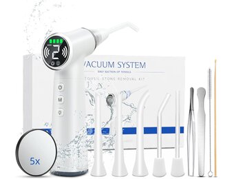 Elektrische Tonsilsteen Verwijderaar – Tonsil Stone Remover Vacuum Kit met 10 Accessoires, 6 Zuigstanden, 800mAh Oplaadbare Batterij, Compact & Draagbaar voor Thuis en Reizen