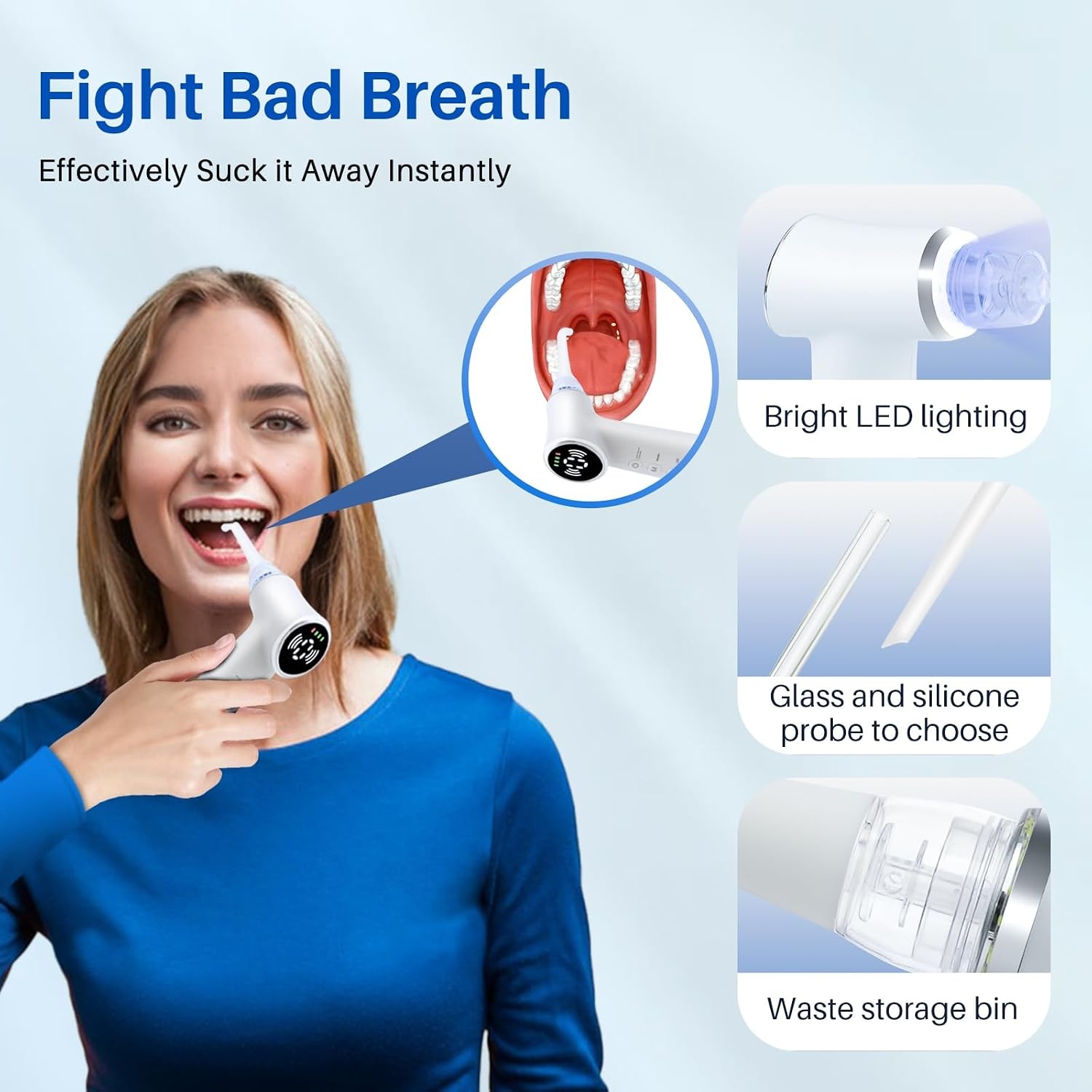 Elektrische Tonsilsteen Verwijderaar – Tonsil Stone Remover Vacuum Kit met 10 Accessoires, 6 Zuigstanden, 800mAh Oplaadbare Batterij, Compact & Draagbaar voor Thuis en Reizen