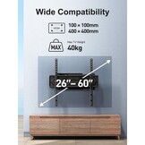 PERLESMITH TV Muurbeugel voor 26-60 Inch tv's, Draaibare TV Beugel tot 40 kg, 55 Inch TV-muurbeugel met Waterniveau, max. VESA 400 x 400 mm