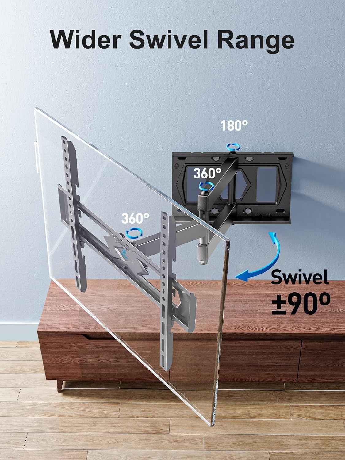 PERLESMITH TV Muurbeugel voor 26-60 Inch tv's, Draaibare TV Beugel tot 40 kg, 55 Inch TV-muurbeugel met Waterniveau, max. VESA 400 x 400 mm