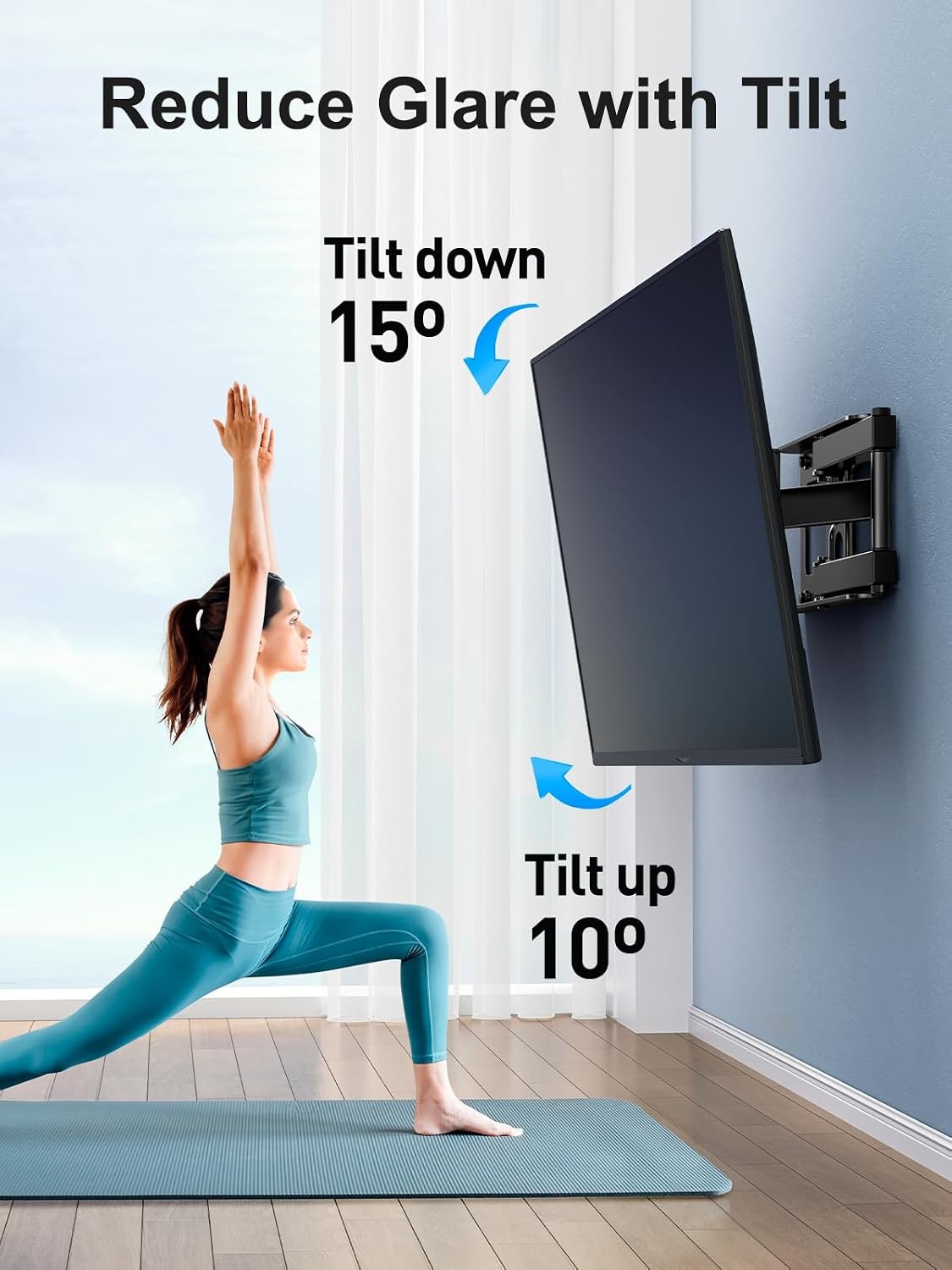 PERLESMITH TV Muurbeugel voor 26-60 Inch tv's, Draaibare TV Beugel tot 40 kg, 55 Inch TV-muurbeugel met Waterniveau, max. VESA 400 x 400 mm