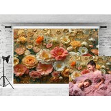 Fotografie Achtergrond: Witte Roze Bloemen Vintage 2.2x1.5m - 28% Korting