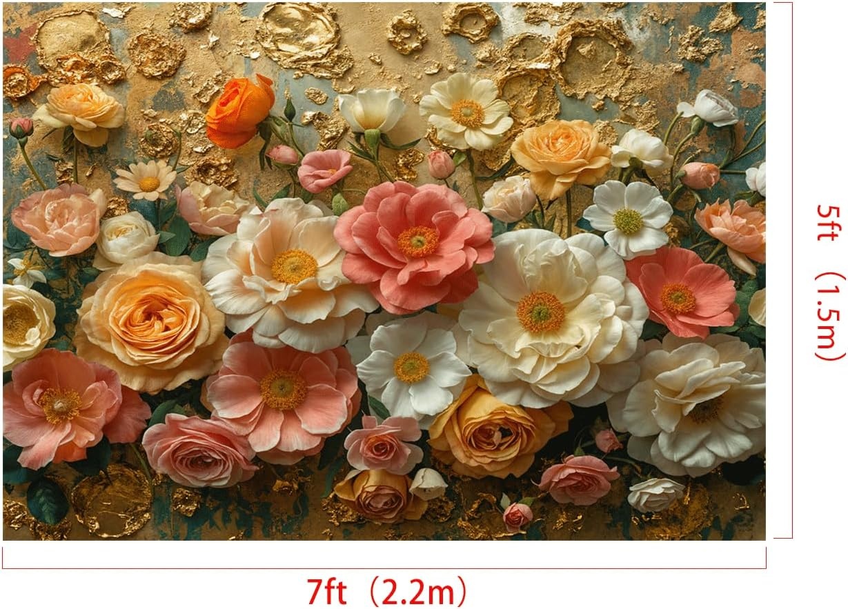 Fotografie Achtergrond: Witte Roze Bloemen Vintage 2.2x1.5m - 28% Korting