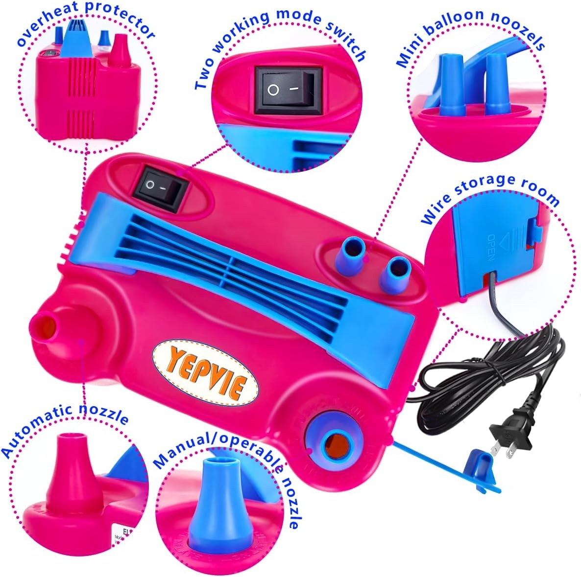 Elektrische Ballonpomp Kit 600W met 14 Accessoires - 28% Korting
