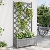 Plantenbak met Latwerk Vurenhout Grijs - 34% Korting!
