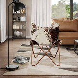 Vlinderstoel van Rundleer - Bruin & Wit (35% korting)