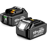 2x Makita 18V Li-ion Accu's 5000 mAh met LED-indicator - 29% Korting