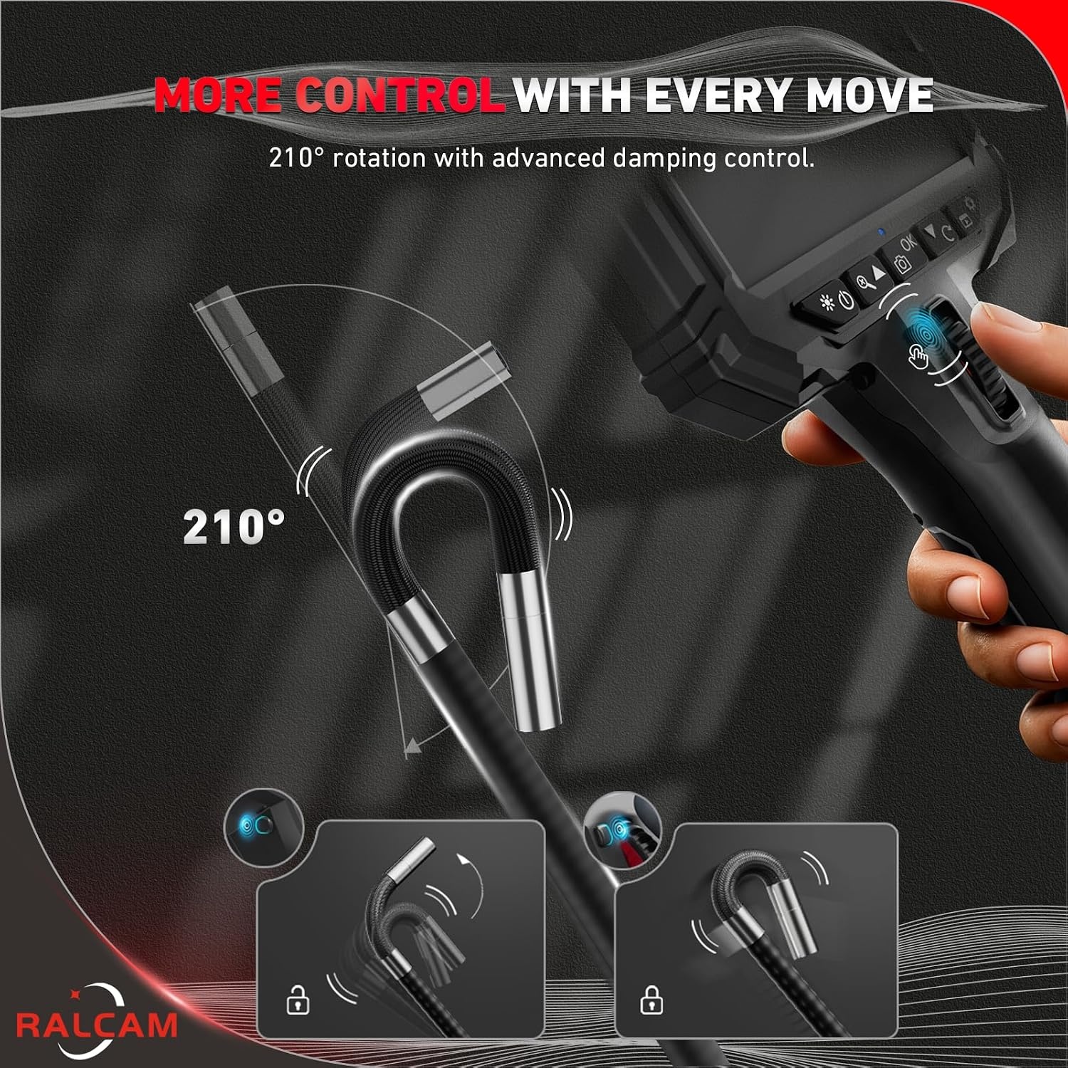 Endoscoopcamera met 5" HD scherm & 210° draaibare kop - 35% korting