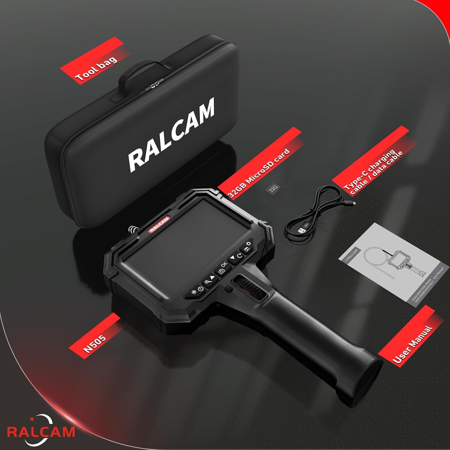 Endoscoopcamera met 5" HD scherm & 210° draaibare kop - 35% korting