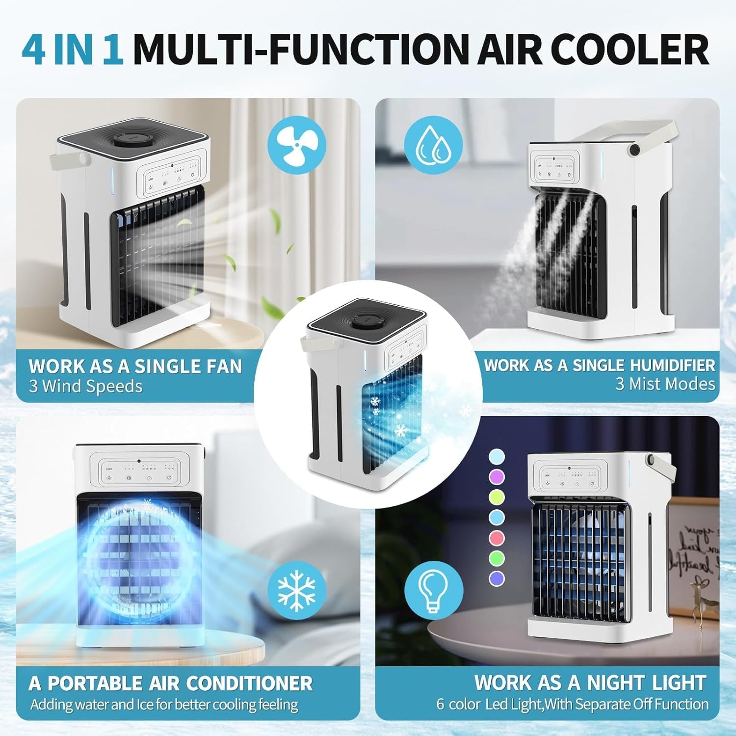 Mobiele Airco met Afstandsbediening - 4-in-1 Koeler & Luchtbevochtiger - 29% Korting!