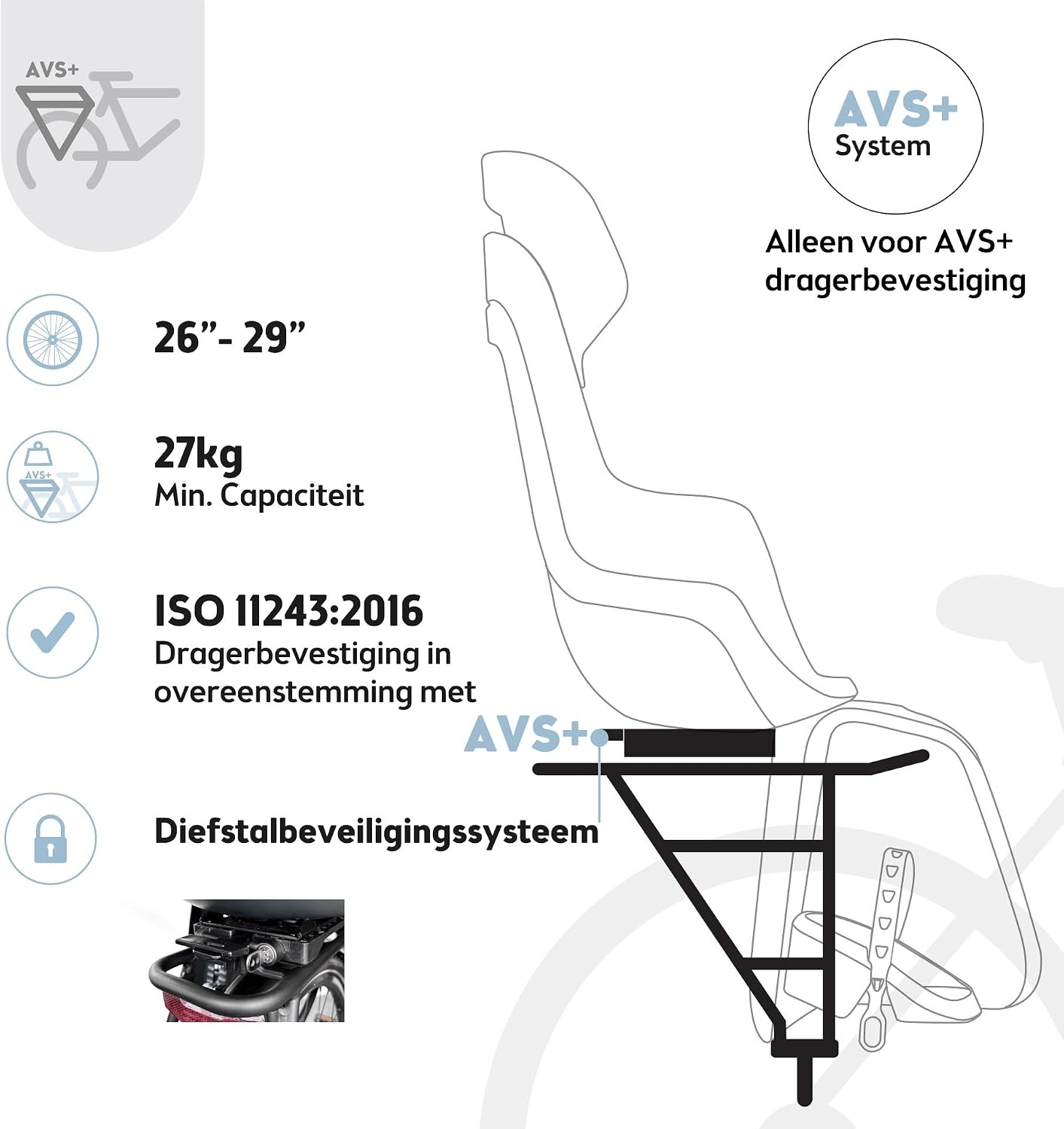 Kinderfietszitje Achter GO MAXI AVS+ Zwart - 34% Korting