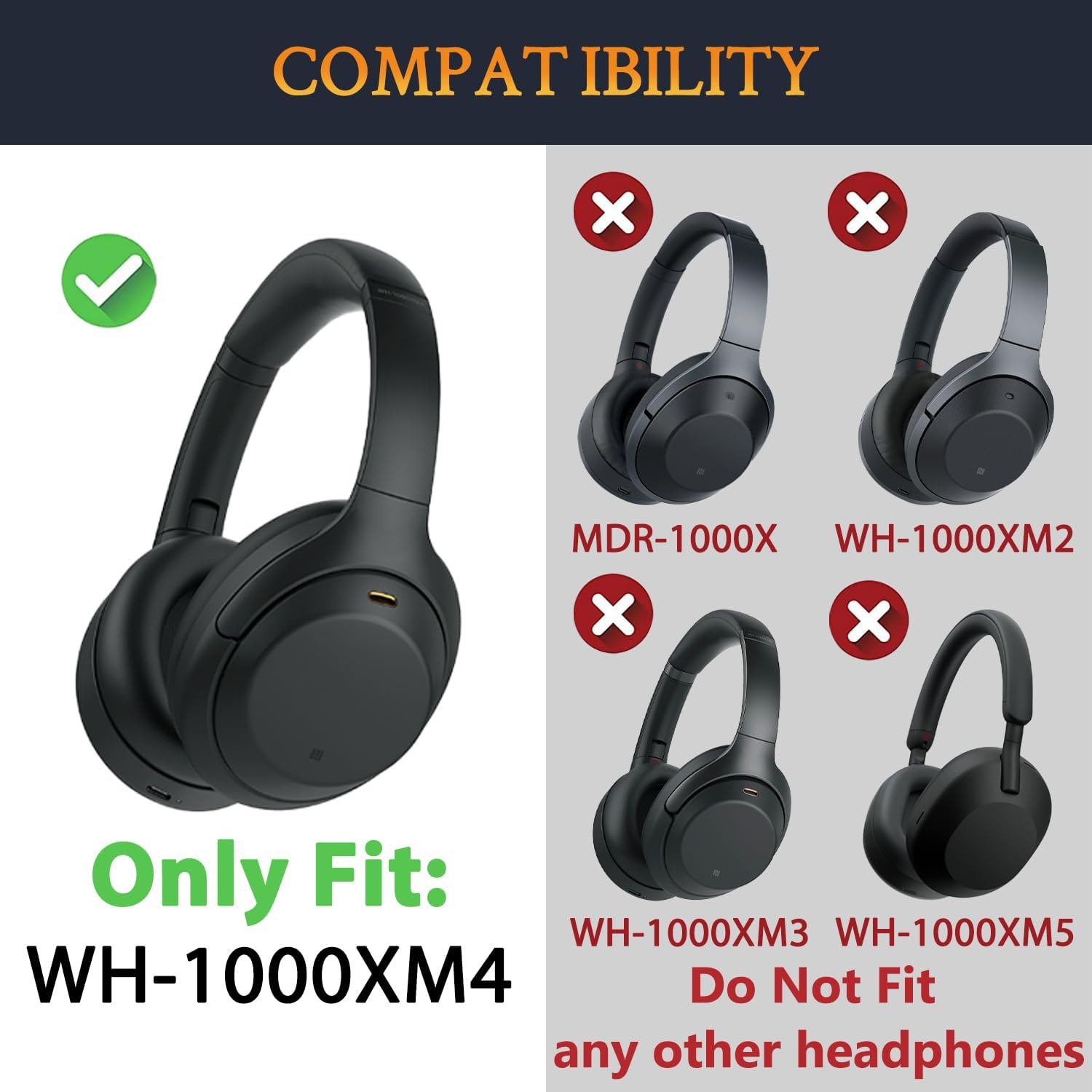 Zwarte SOULWIT Oorkussens voor Sony WH-1000XM4 - 32% Korting