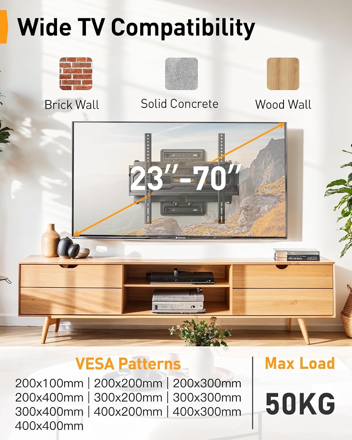 Perlegear TV Muurbeugel 23-70" - Kantelbaar & Draaibaar met 33% Korting