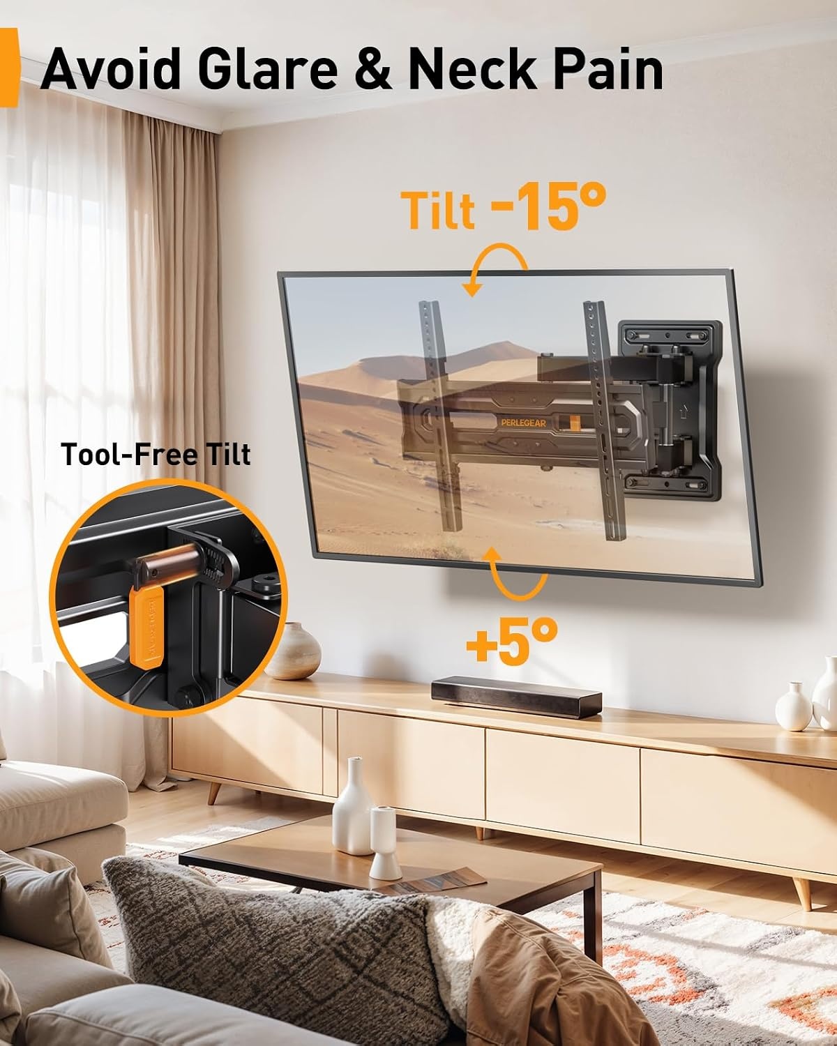 Perlegear TV Muurbeugel 23-70" - Kantelbaar & Draaibaar met 33% Korting