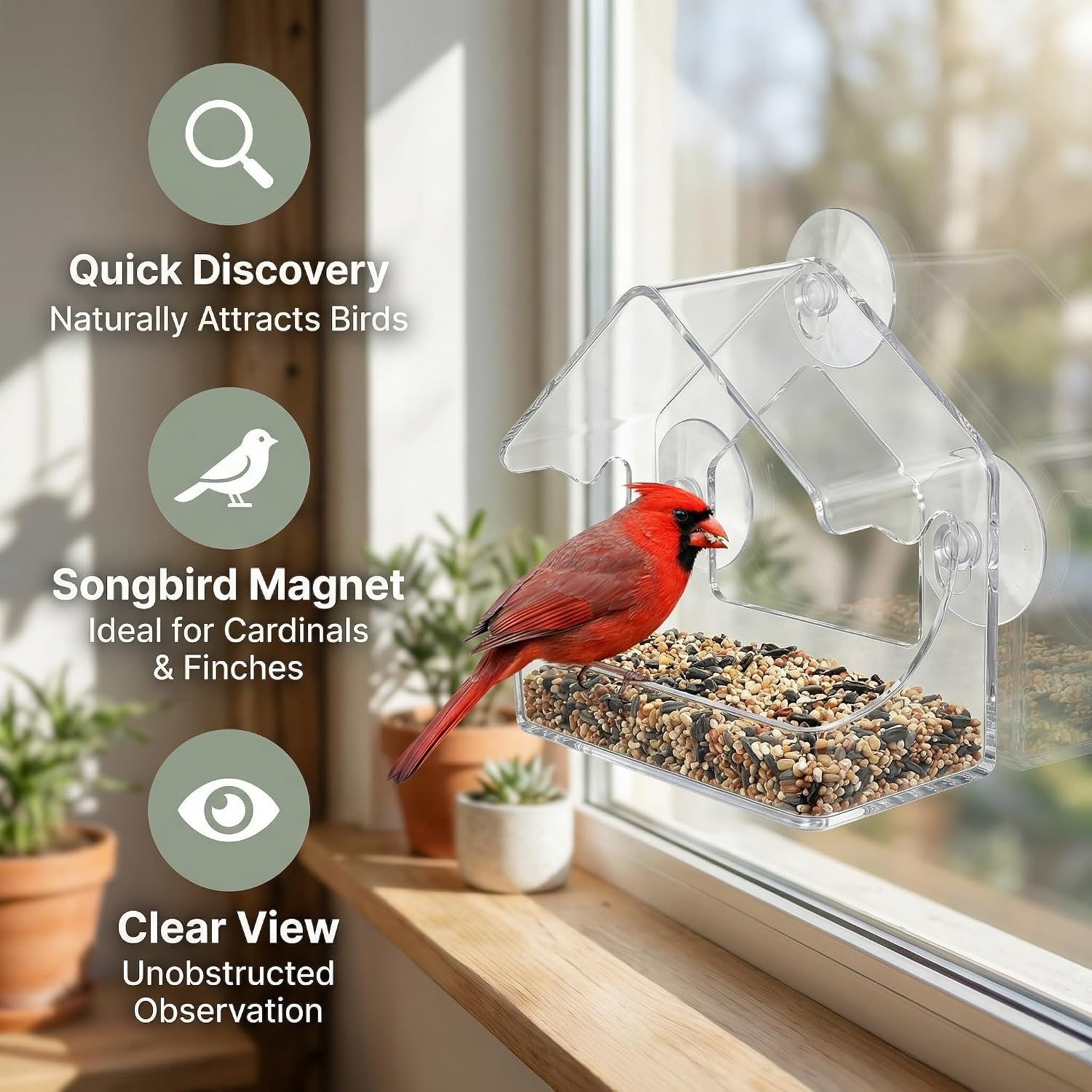 Raamvoederhuisje Vogeldispenser Acryl - 33% Korting!