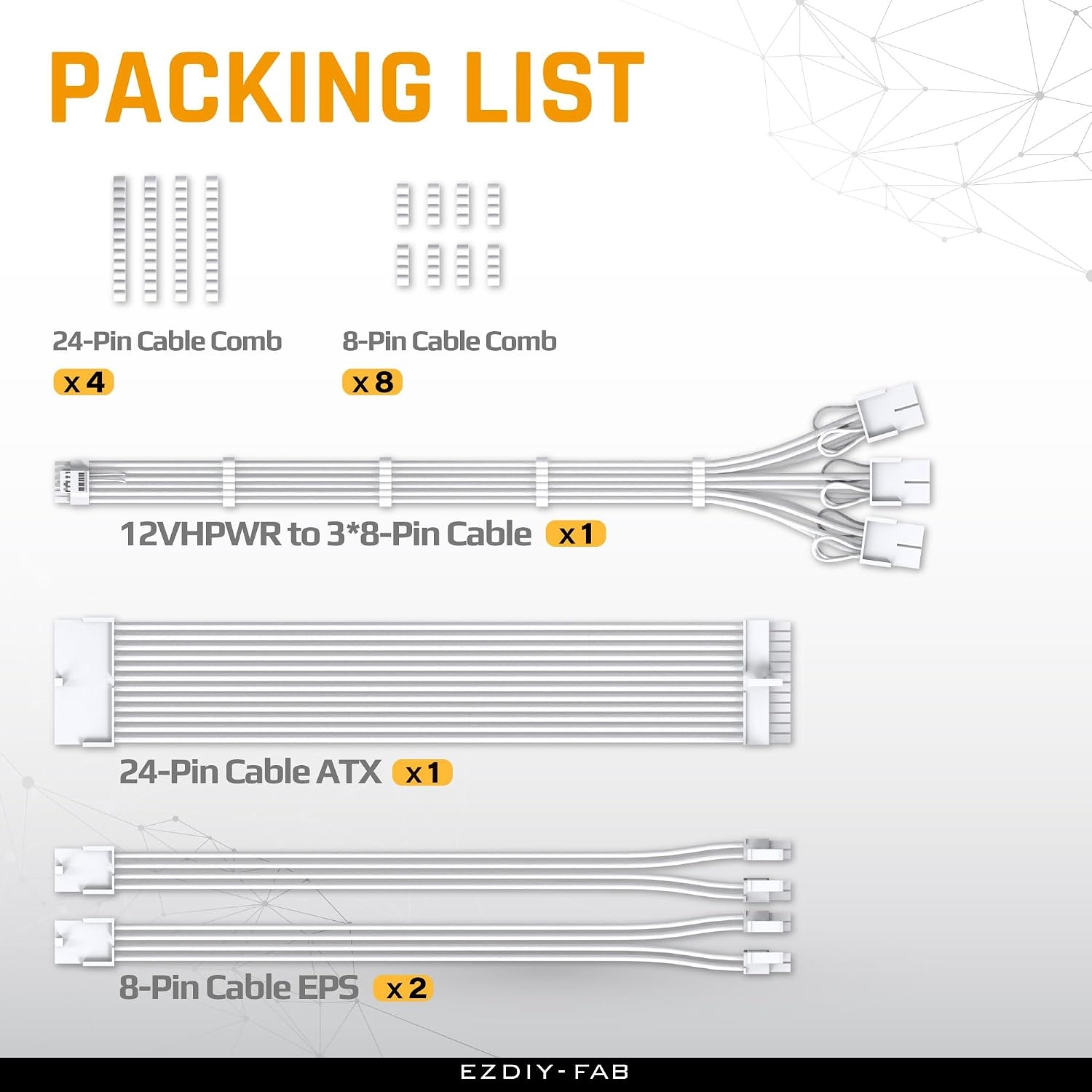 PCIE 5.0 Kabelset 12VHPWR 16AWG Wit - 33% Korting
