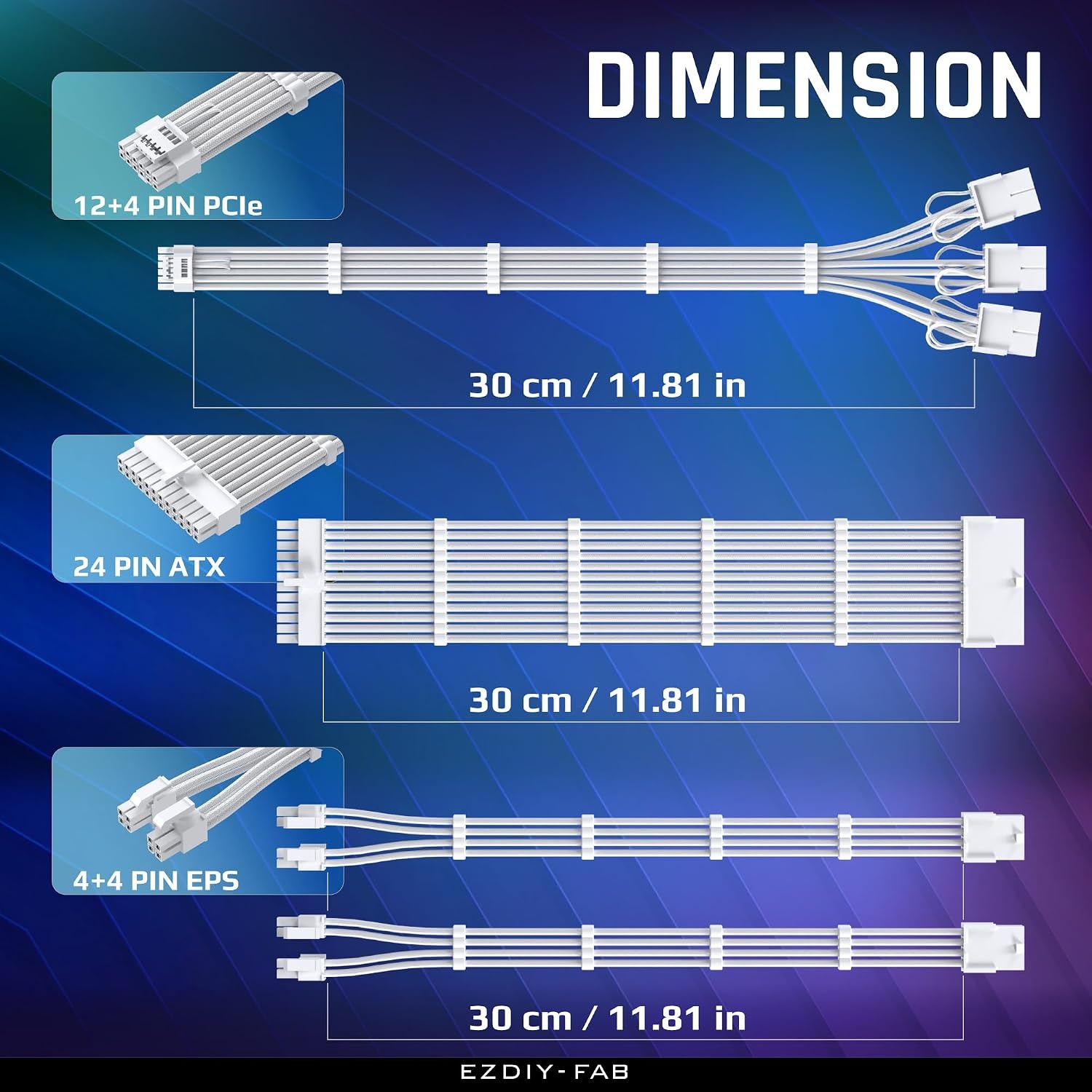 EZDIY-FAB PCIE 5.0 Kabelset - Pure White - 33% Korting