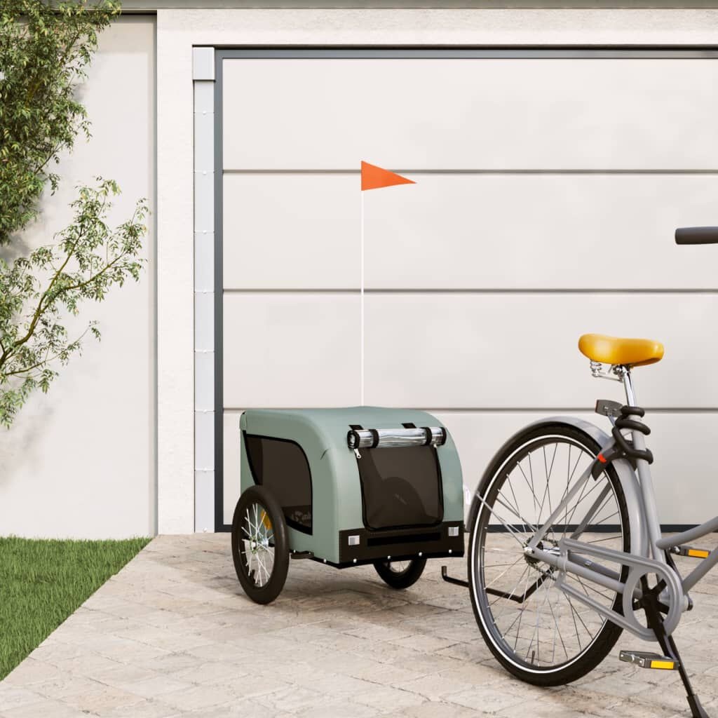 Hondenfietstrailer Oxford Stof & IJzer - Grijs/Zwart - 34% Korting