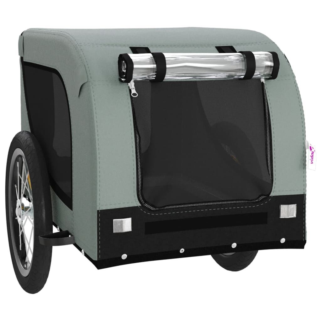 Hondenfietstrailer Oxford Stof & IJzer - Grijs/Zwart - 34% Korting