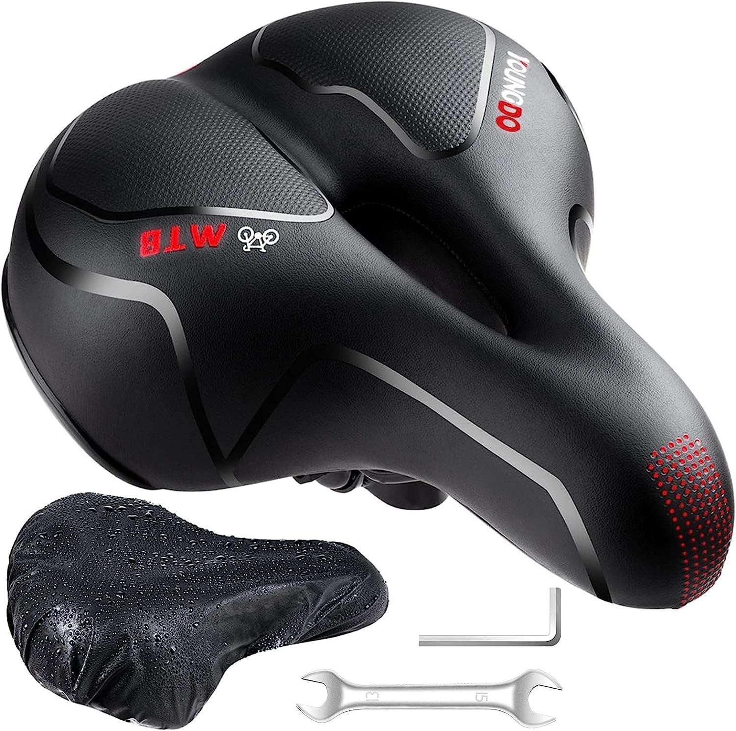 Comfortabel Gel Fietszadel | Schokabsorberend & Ademend | Rood - 34% Korting