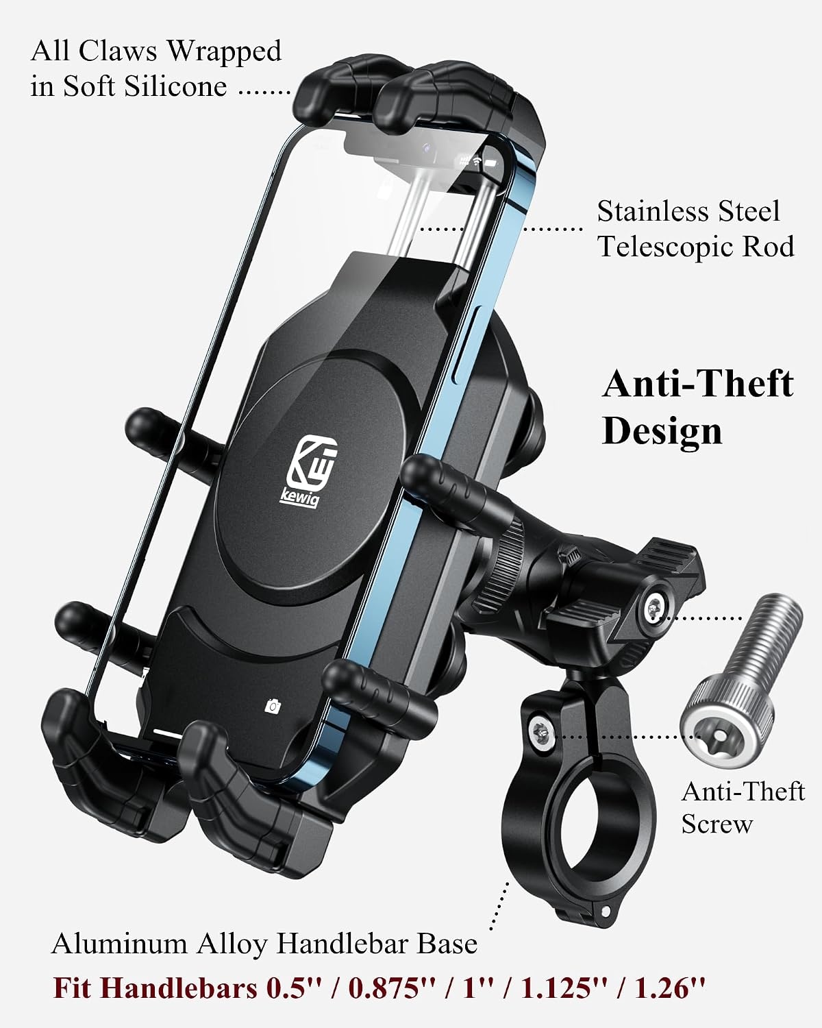Motortelefoonhouder met Anti-Diefstal & Trillingsdemping - 33% Korting
