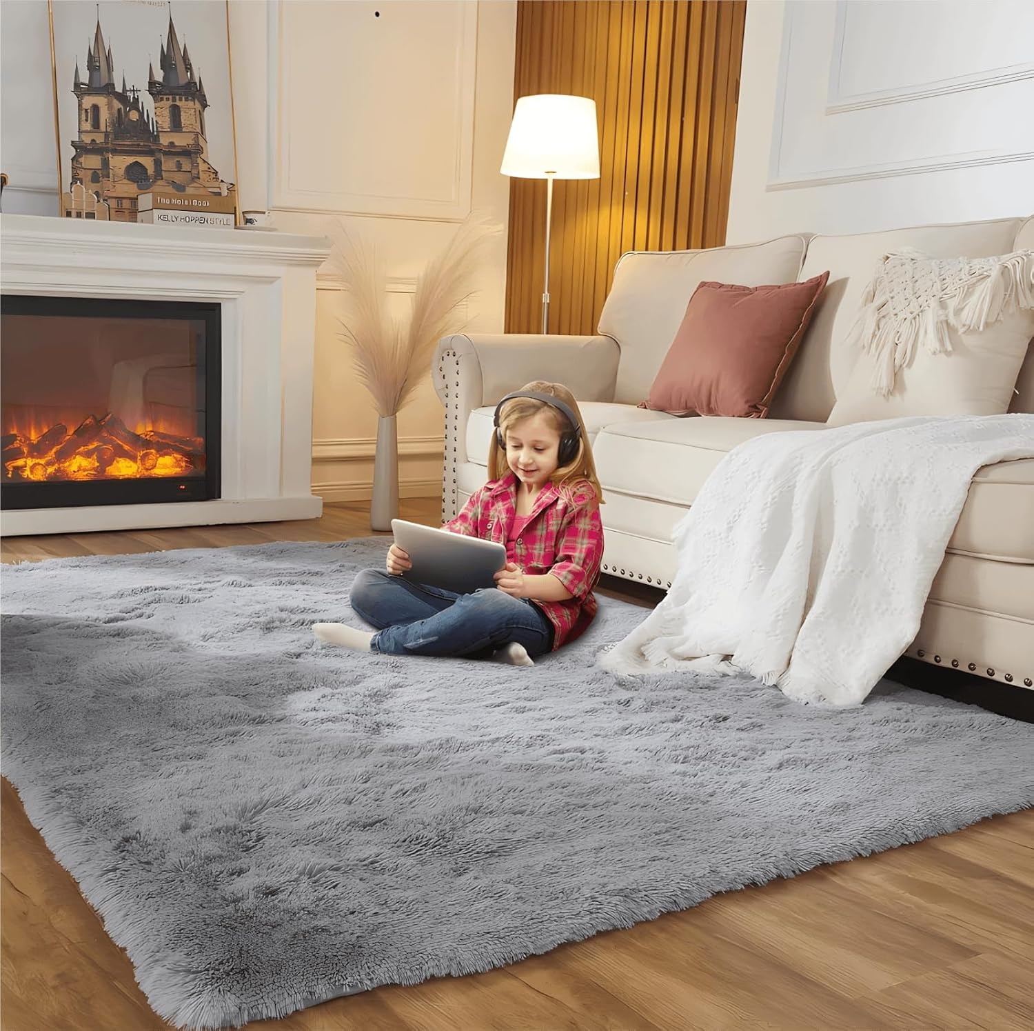 Zacht Hoogpolig Vloerkleed Grijs 120x200cm | 29% Korting