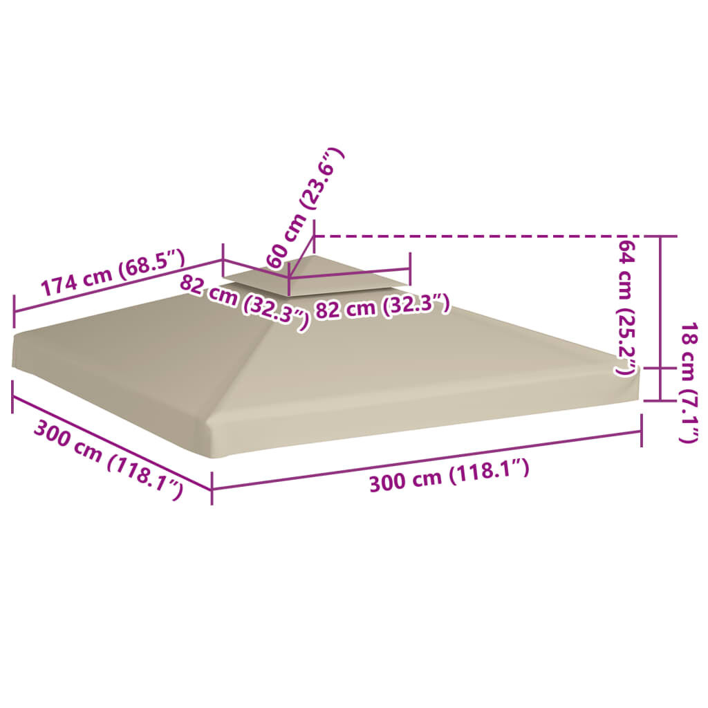 VidaXL Vervangend Tentdoek Prieel 3x3m Beige - 34% Korting
