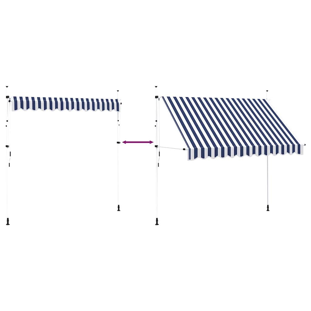 vidaXL Uittrekbare Luifel 300 cm Blauw/Wit (35% Korting)