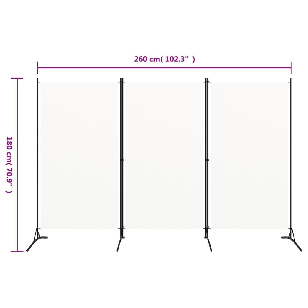 Wit Kamerscherm met 3 Panelen 260x180cm - 33% Korting