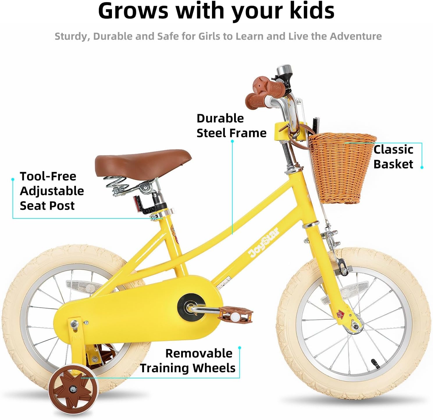 Kinderfiets JOYSTAR 14 inch Meisjes met Stabilisatoren & Mand - 35% Korting