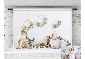 Roze Bloemen Fotografie Achtergrond 2.2 x 1.5m - 28% Korting