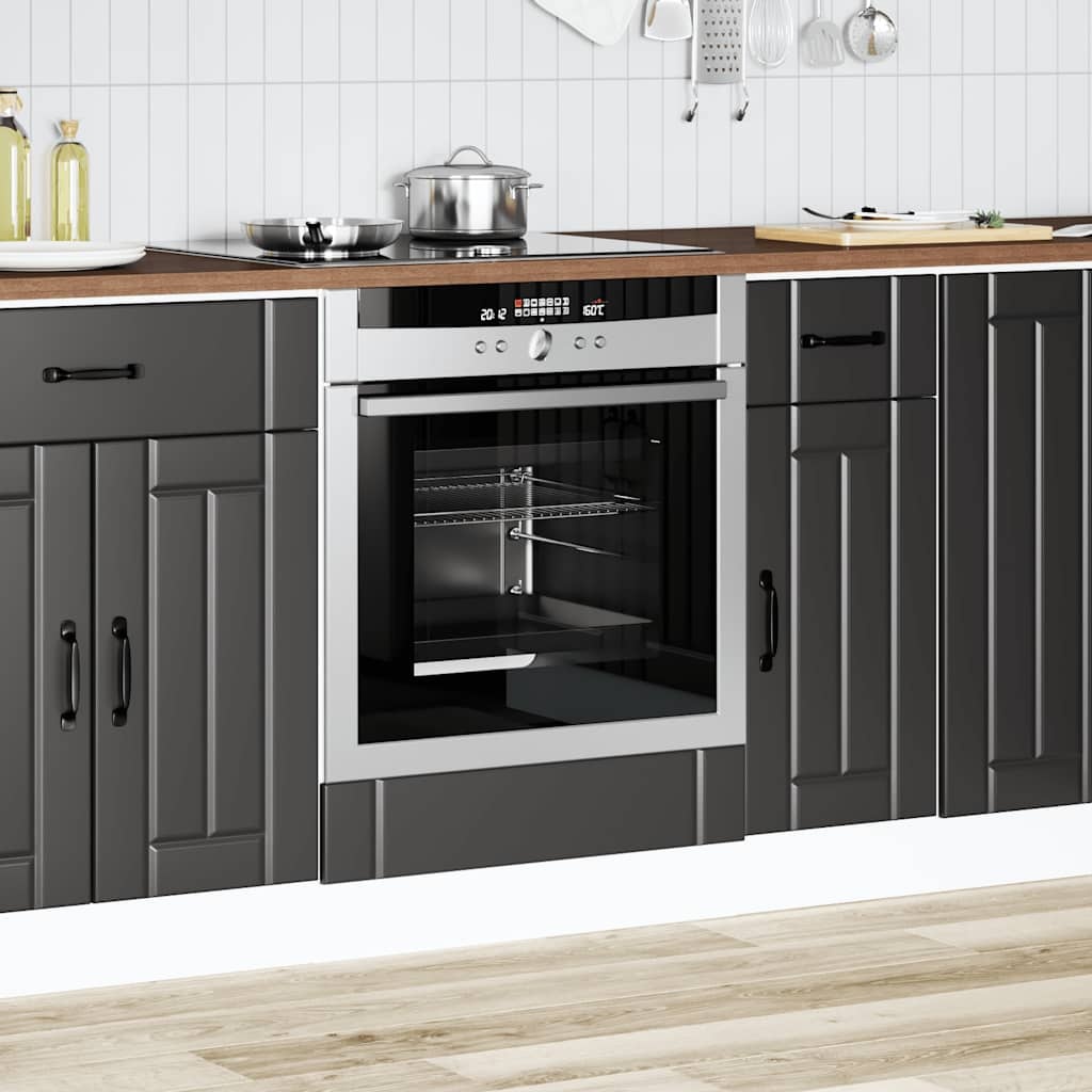 Ovenkast Lucca Bewerkt Hout Zwart - 54% Korting!