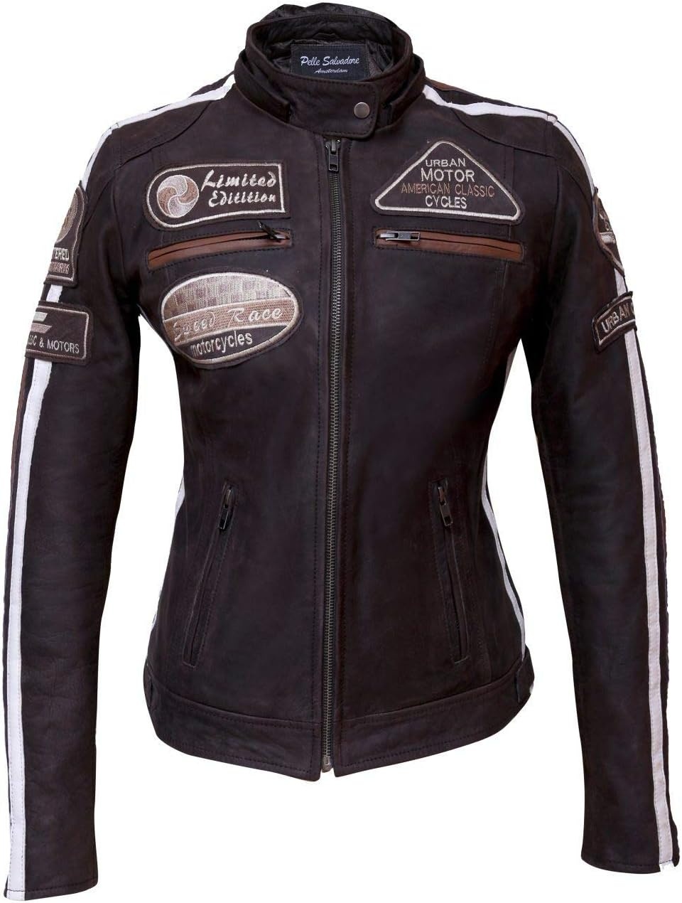Urban Leather Dames Leren Jas, Bruin, Maat 2XL - 35% Korting