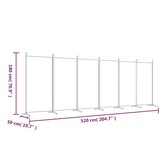 Opvouwbaar Kamerscherm met 6 Panelen (520x180 cm) - Wit