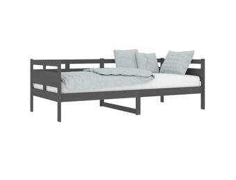 vidaXL Slaapbank massief grenenhout grijs 90x200 cm