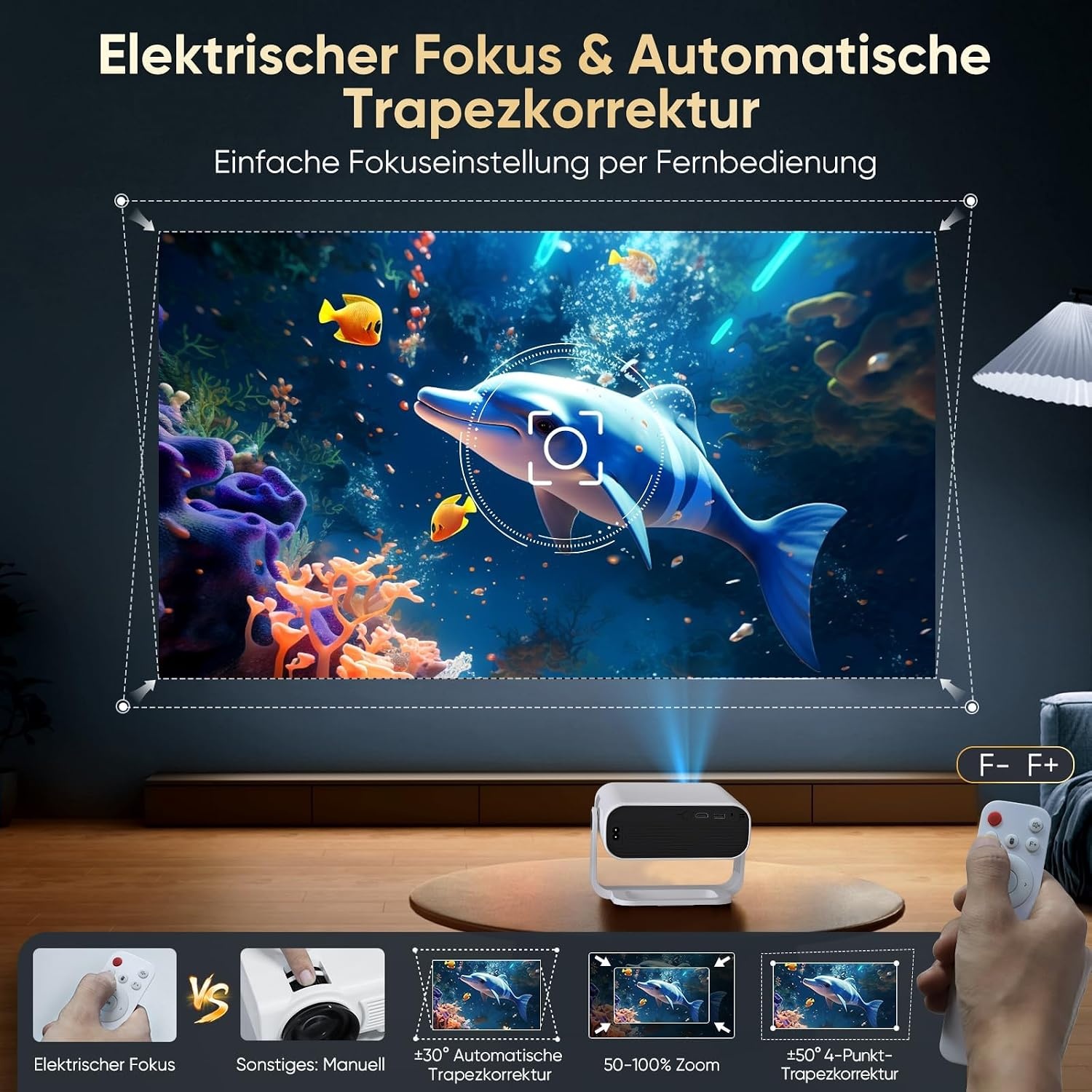Wielio Smart Full HD Projector - Zwart - 200 inch - Android 11 - WiFi 6