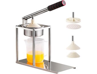 Victool Handmatige Citruspers - RVS - Inclusief 2 Perskoppen en 500 ml Maatbeker - Zilver