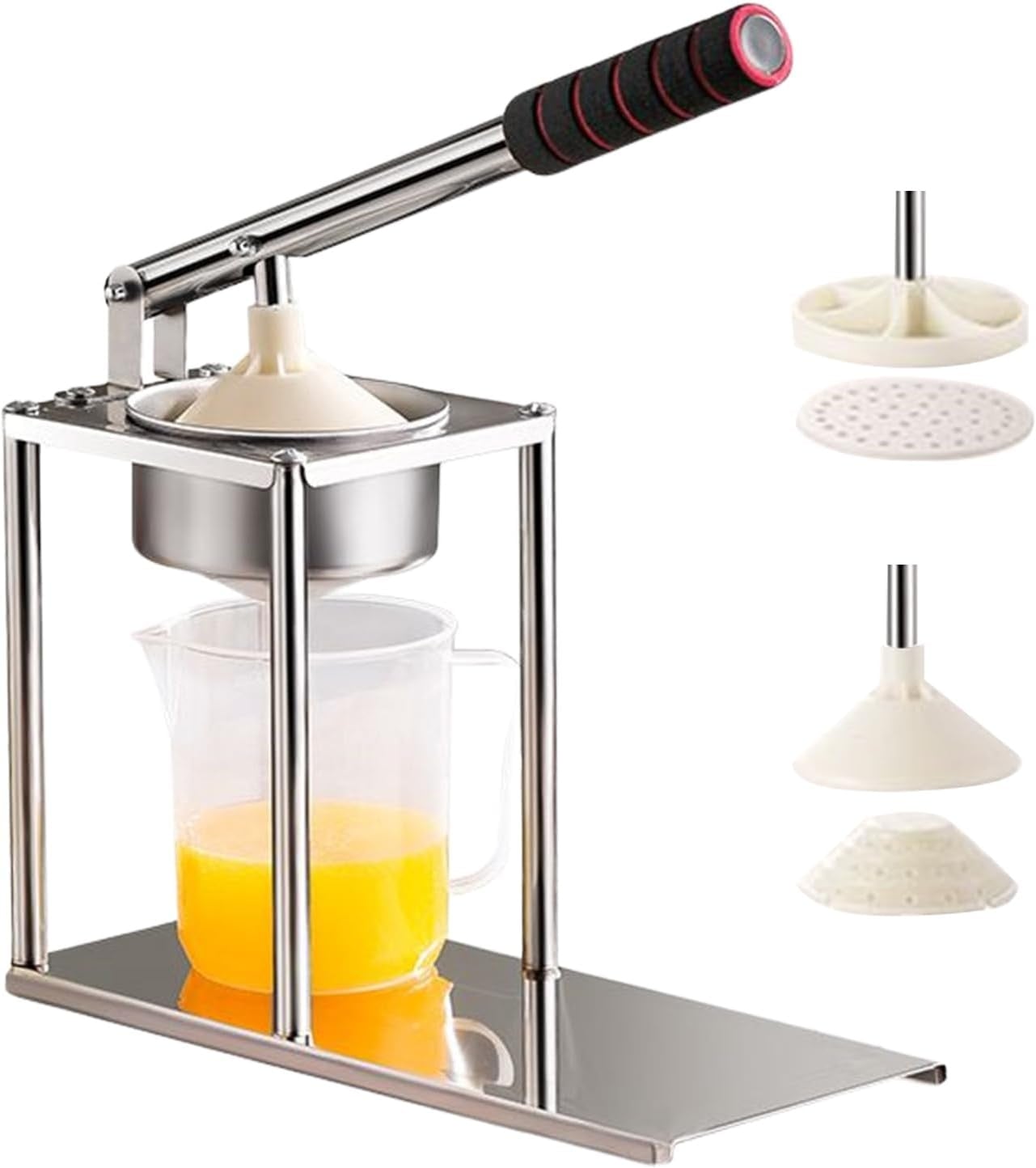 Victool Handmatige Citruspers - RVS - Inclusief 2 Perskoppen en 500 ml Maatbeker - Zilver