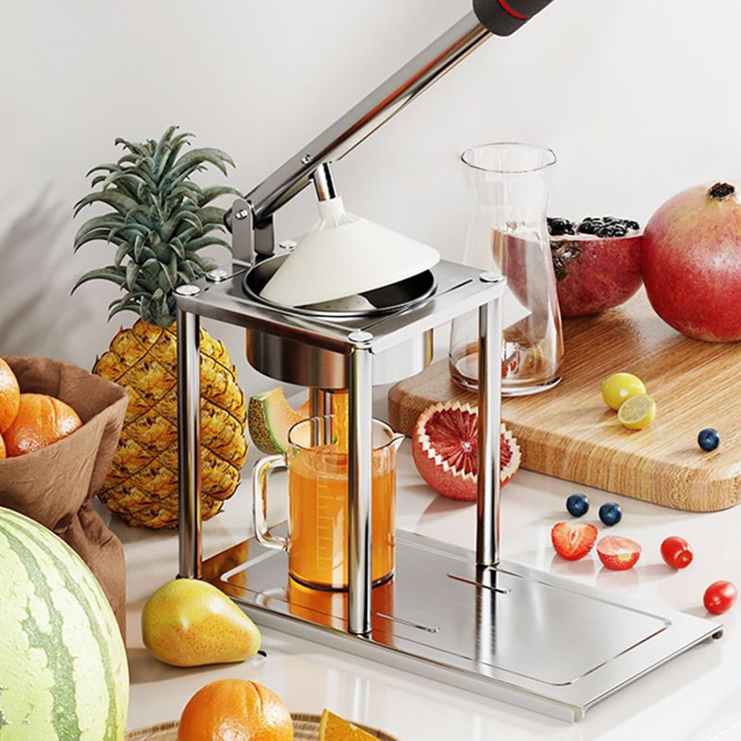 Victool Handmatige Citruspers - RVS - Inclusief 2 Perskoppen en 500 ml Maatbeker - Zilver