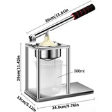 Victool Handmatige Citruspers - RVS - Inclusief 2 Perskoppen en 500 ml Maatbeker - Zilver