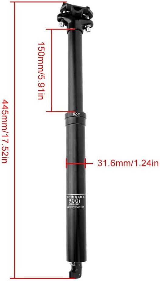 Bicycle Seatpost, 0 ~ 150 mm Telescopic Bike Saddle Tube 30.9 mm/31.6 mm Adjustable Saddle with 900i Helicoidal Spring for MTB (150 mm Stroke)