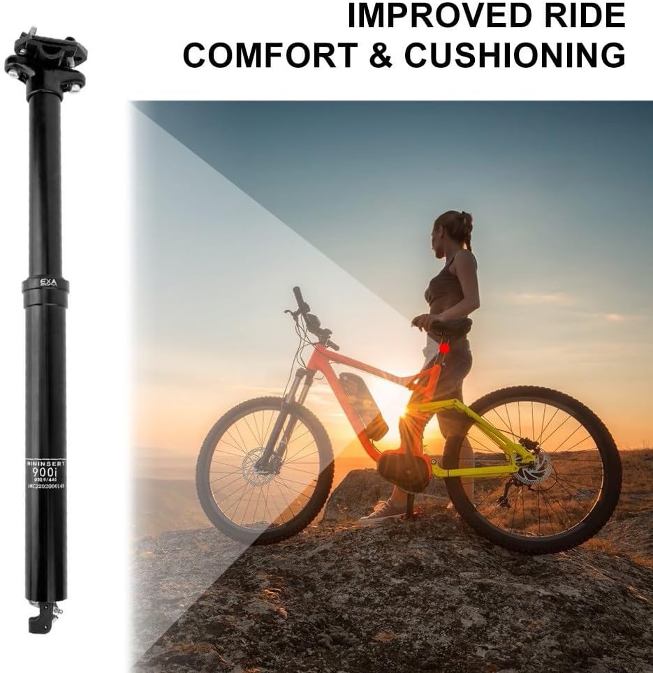 Bicycle Seatpost, 0 ~ 150 mm Telescopic Bike Saddle Tube 30.9 mm/31.6 mm Adjustable Saddle with 900i Helicoidal Spring for MTB (150 mm Stroke)