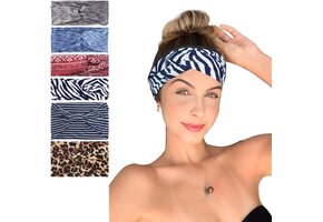 Haarbanden Dames Set van 6 - Sport Zweetbanden voor Hardlopen Yoga Fitness - Katoen Polyester Elastisch Ademend 10x25cm